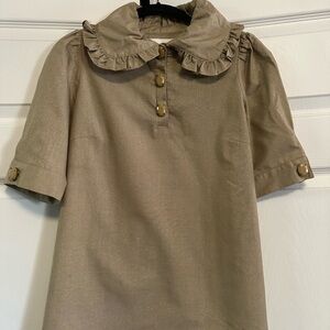 Karta Ruffle Collar Blouse Beaded Snaps